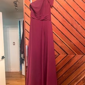 Azazie one shoulder dress in raspberry